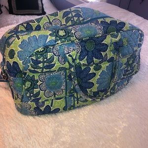 Vera Bradley blue and green patterned duffel bag